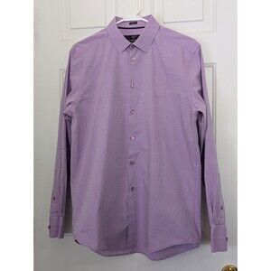 Versace 1969 Italy L/S Button-Up Shirt Mens Medium 15 1/2 Lilac Modern Fit Logo